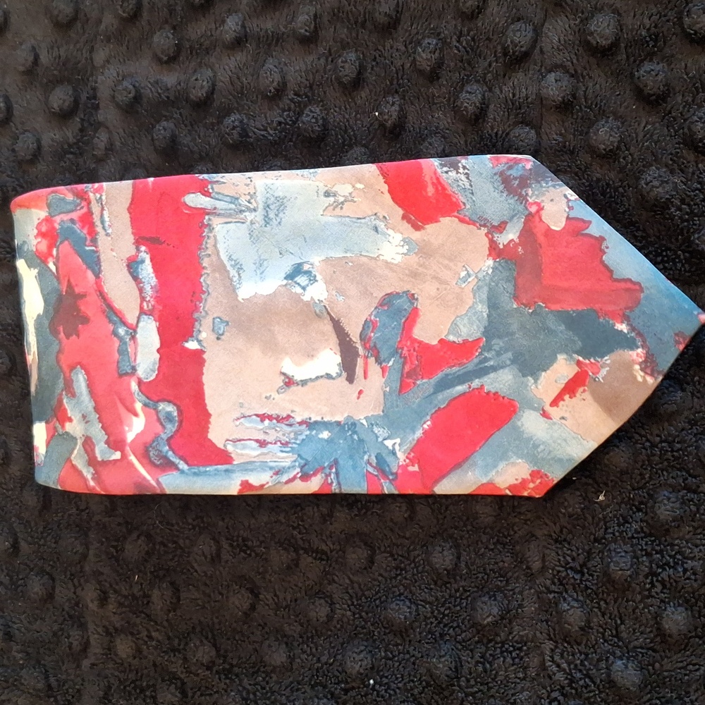 Geoffrey Beene Vintage Red and Teal White Tie # 19